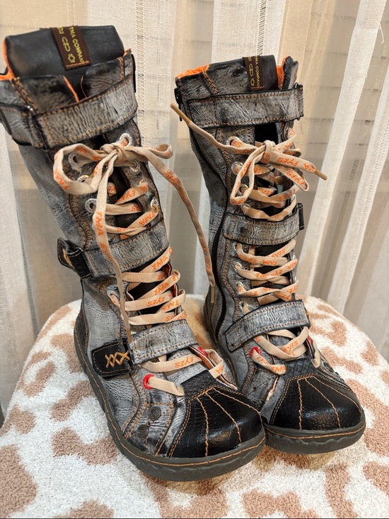 Tma Eyes Other - Casual Gray and Black Lace-Up Men's High-Top Boots